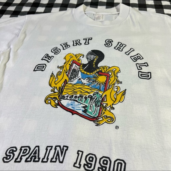 Desert Shield Spain 1990 Gulf War Military Vintage T Shirt Double Stitch - Picture 3 of 8